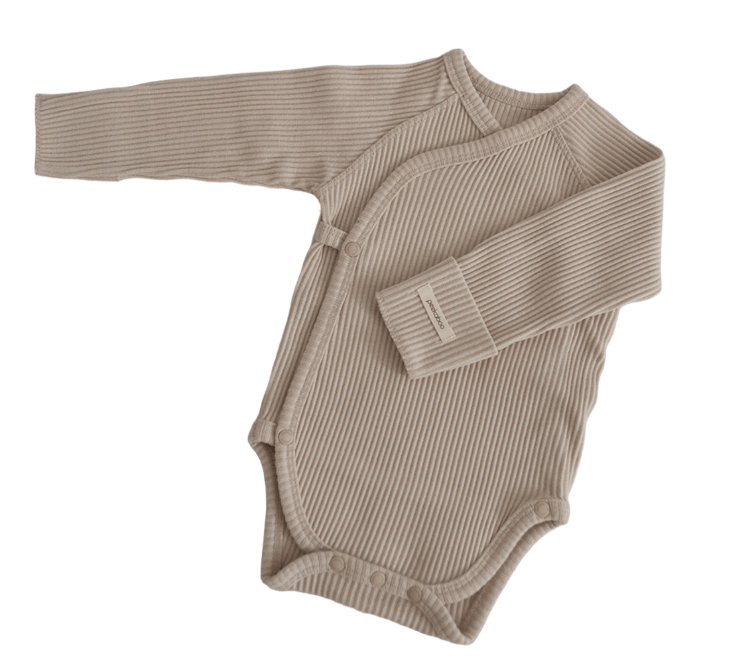 longsleeve ribbed onesie w.caps - daon beige - Peekaboo - One - piece