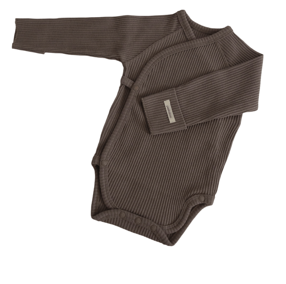 longsleeve ribbed onesie w.caps - daon cocoa - Peekaboo - 