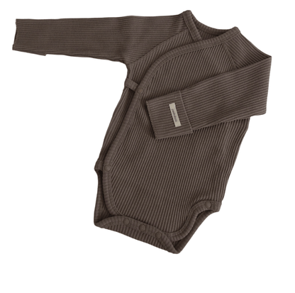 longsleeve ribbed onesie w.caps - daon cocoa - Peekaboo - 