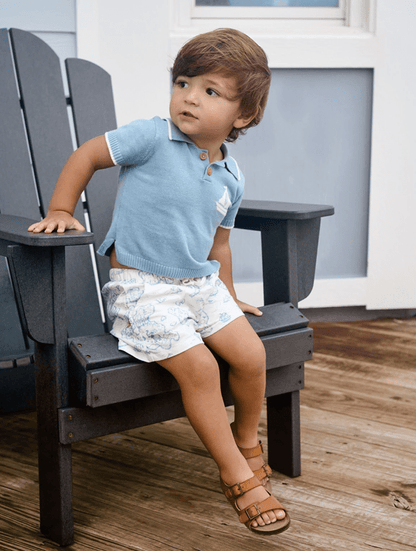 matching knit polo + print short set - nautical explorer - Elegant Baby - Matching Set