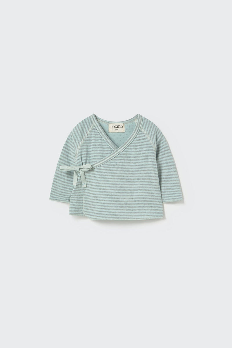 matching knitted newborn kimono top + footie bottom set - misty blue by cozmo - My Little Cozmo - Matching Set