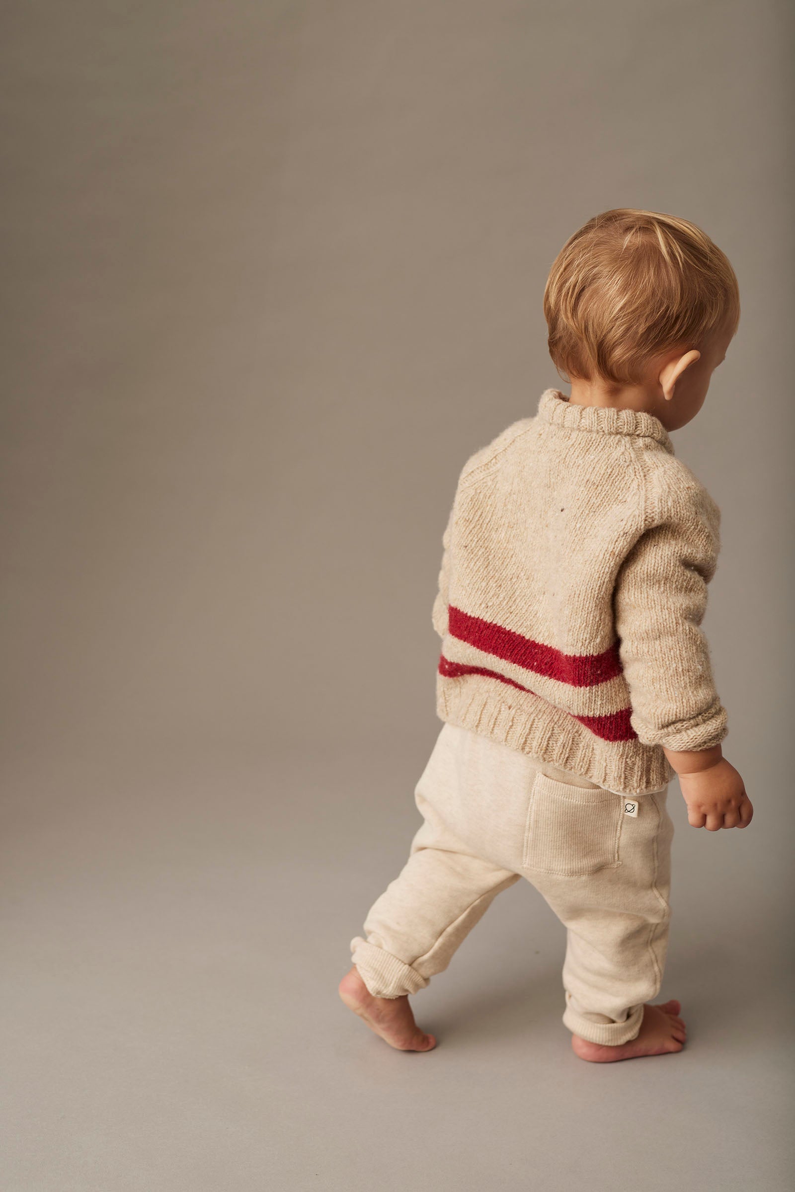melange fleece knit pants - beige stone 'louis' - cozmo - My Little Cozmo - 