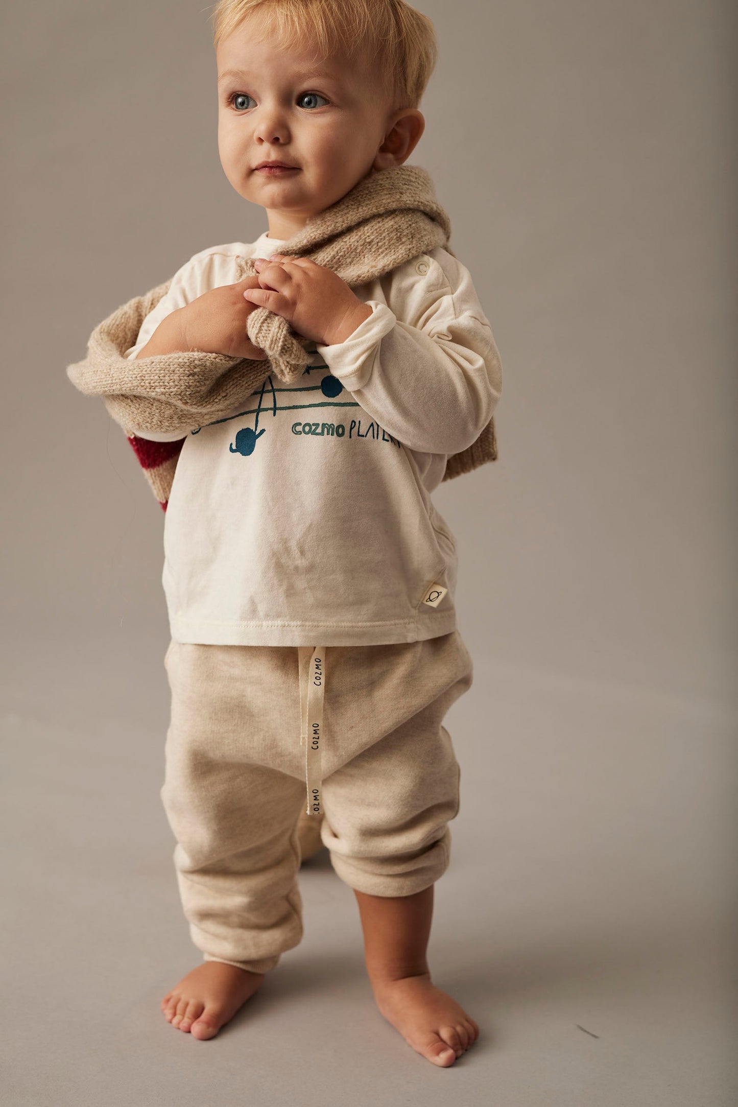 melange fleece knit pants - beige stone 'louis' - cozmo - My Little Cozmo - 