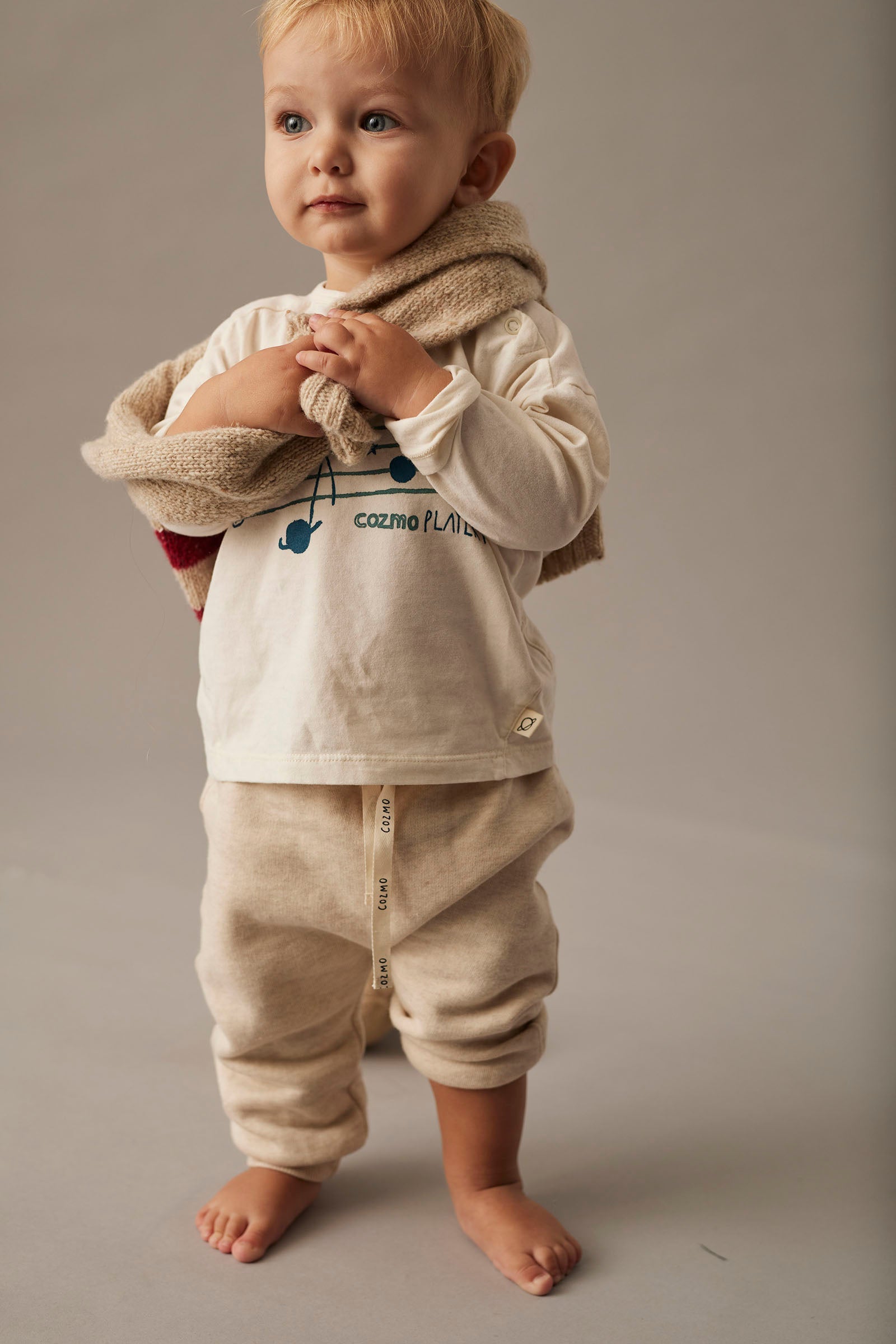 melange fleece knit pants - beige stone 'louis' - cozmo - My Little Cozmo - 