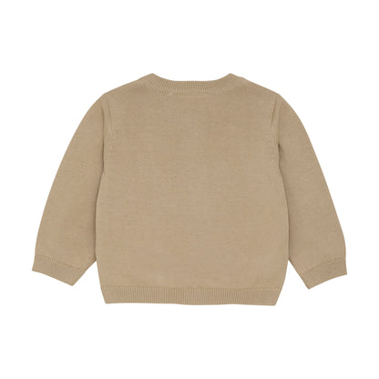 oxford tan knit cardigan - embroidered lions - MinyMo - MinyMo - 