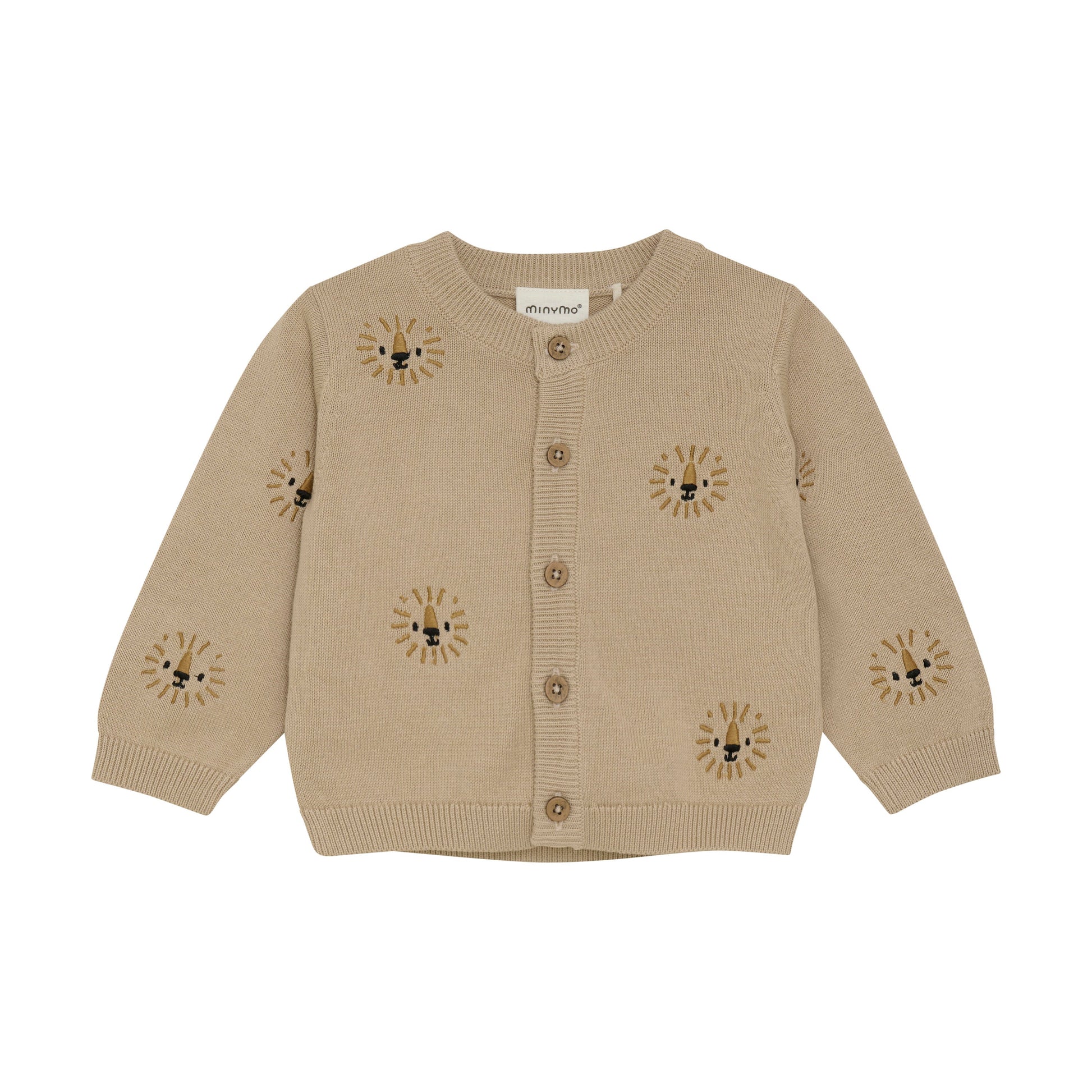 oxford tan knit cardigan - embroidered lions - MinyMo - MinyMo - 