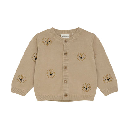 oxford tan knit cardigan - embroidered lions - MinyMo - MinyMo - 