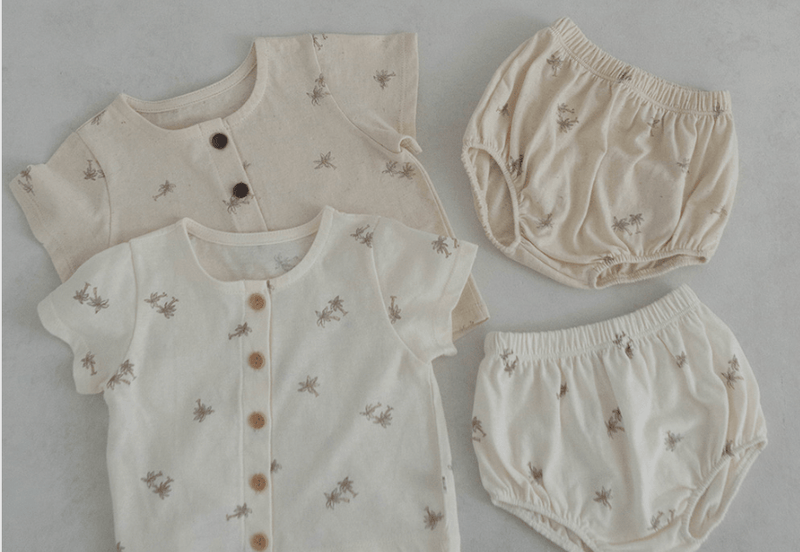 palm tree short sleeve + bloomer set - alo ivory - Peekaboo - Matching Set