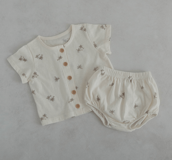 palm tree short sleeve + bloomer set - alo ivory - Peekaboo - Matching Set