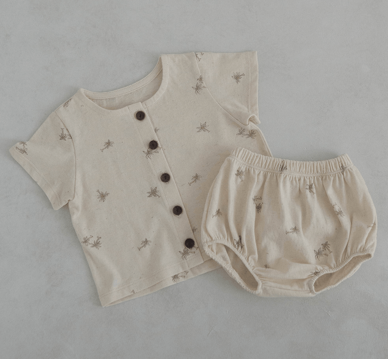 palm tree short sleeve + bloomer set - alo oatmeal - Peekaboo - Matching Set