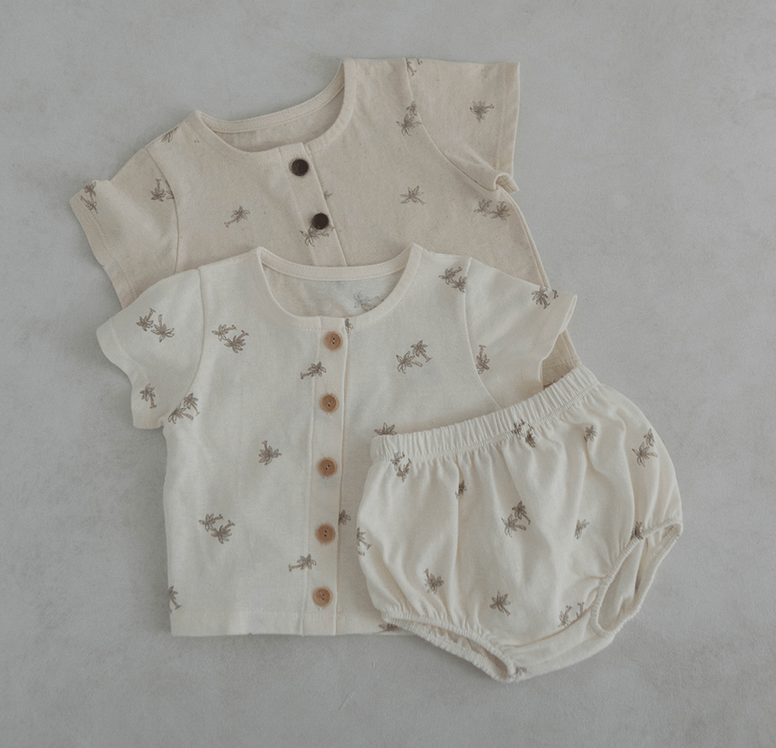 palm tree short sleeve + bloomer set - alo oatmeal - Peekaboo - Matching Set