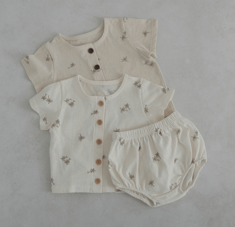 palm tree short sleeve + bloomer set - alo oatmeal - Peekaboo - Matching Set