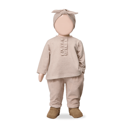 pink nude cordoroy lined pants - 'lucie' by +1 in the family - +1 in the family - Bottoms