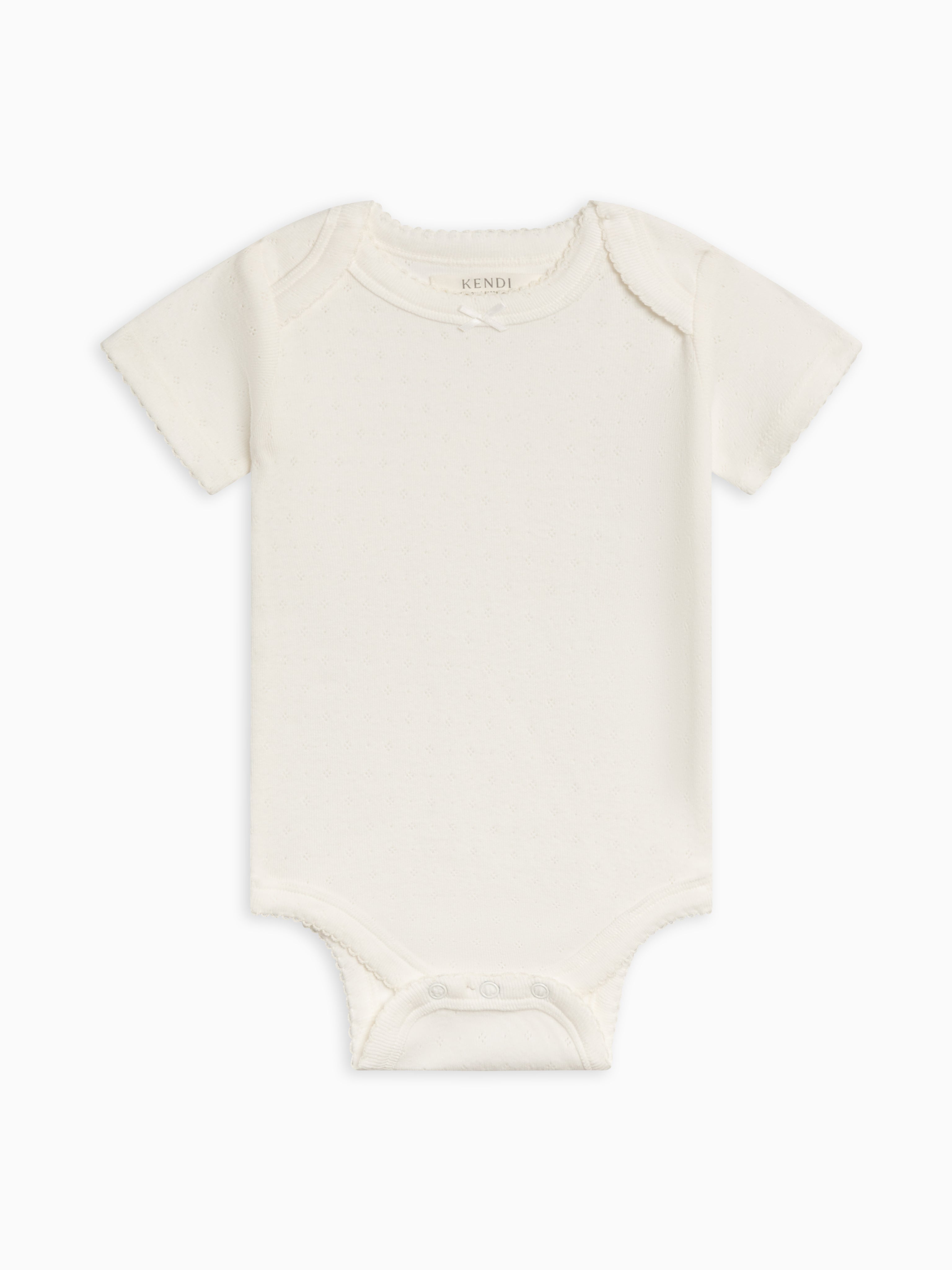 pointelle short sleeve bodysuit - josie coconut - Colored Organics - One - piece