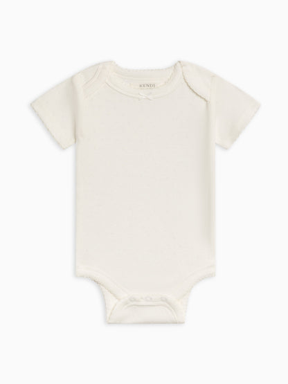 pointelle short sleeve bodysuit - josie coconut - Colored Organics - One - piece