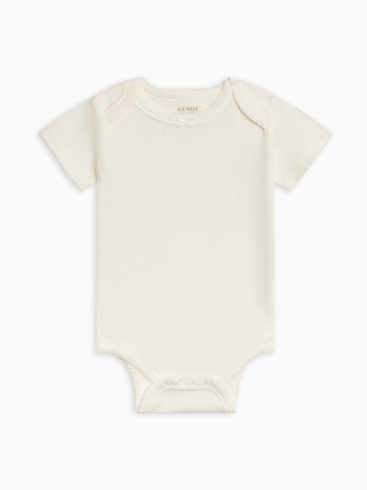 pointelle short sleeve bodysuit - josie coconut - Colored Organics - One - piece
