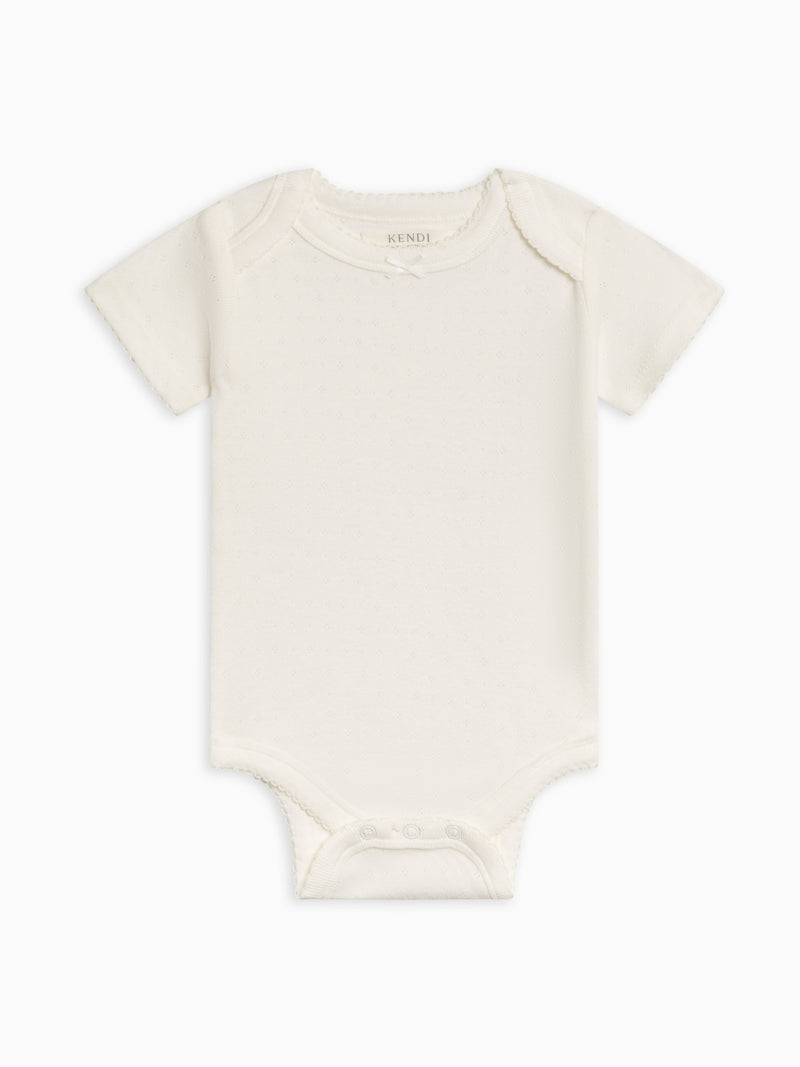 pointelle short sleeve bodysuit - josie coconut - Colored Organics - One - piece