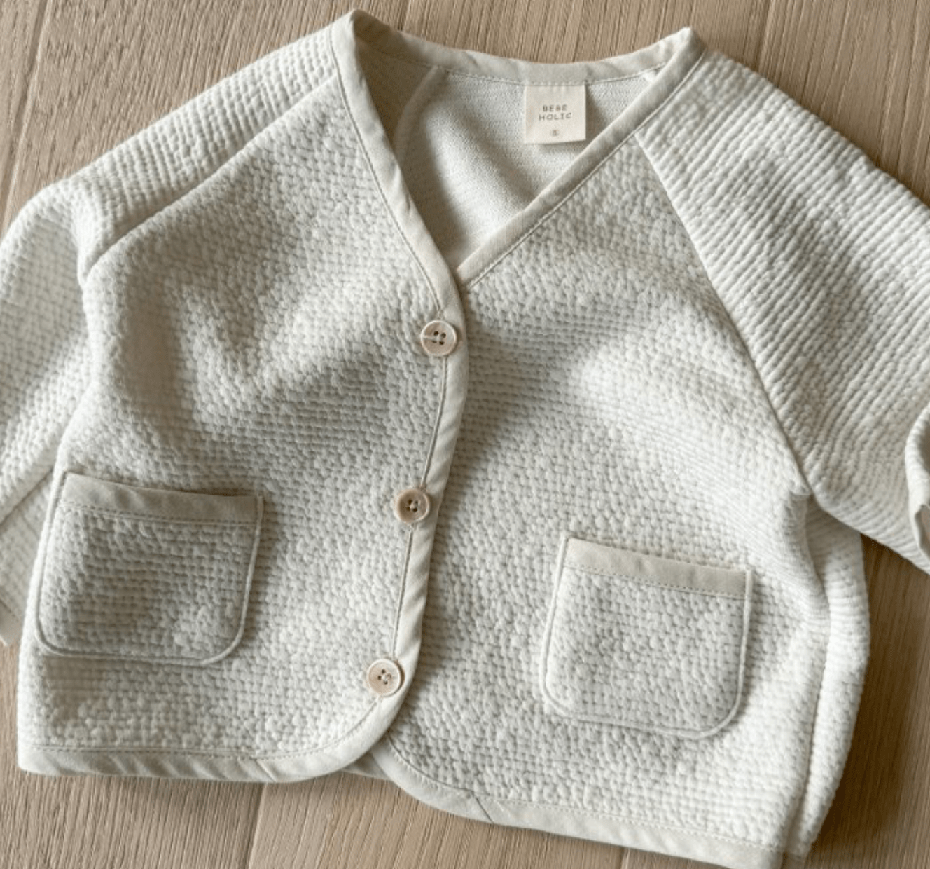 powder cream long sleeve cardigan - Bebehholic - 