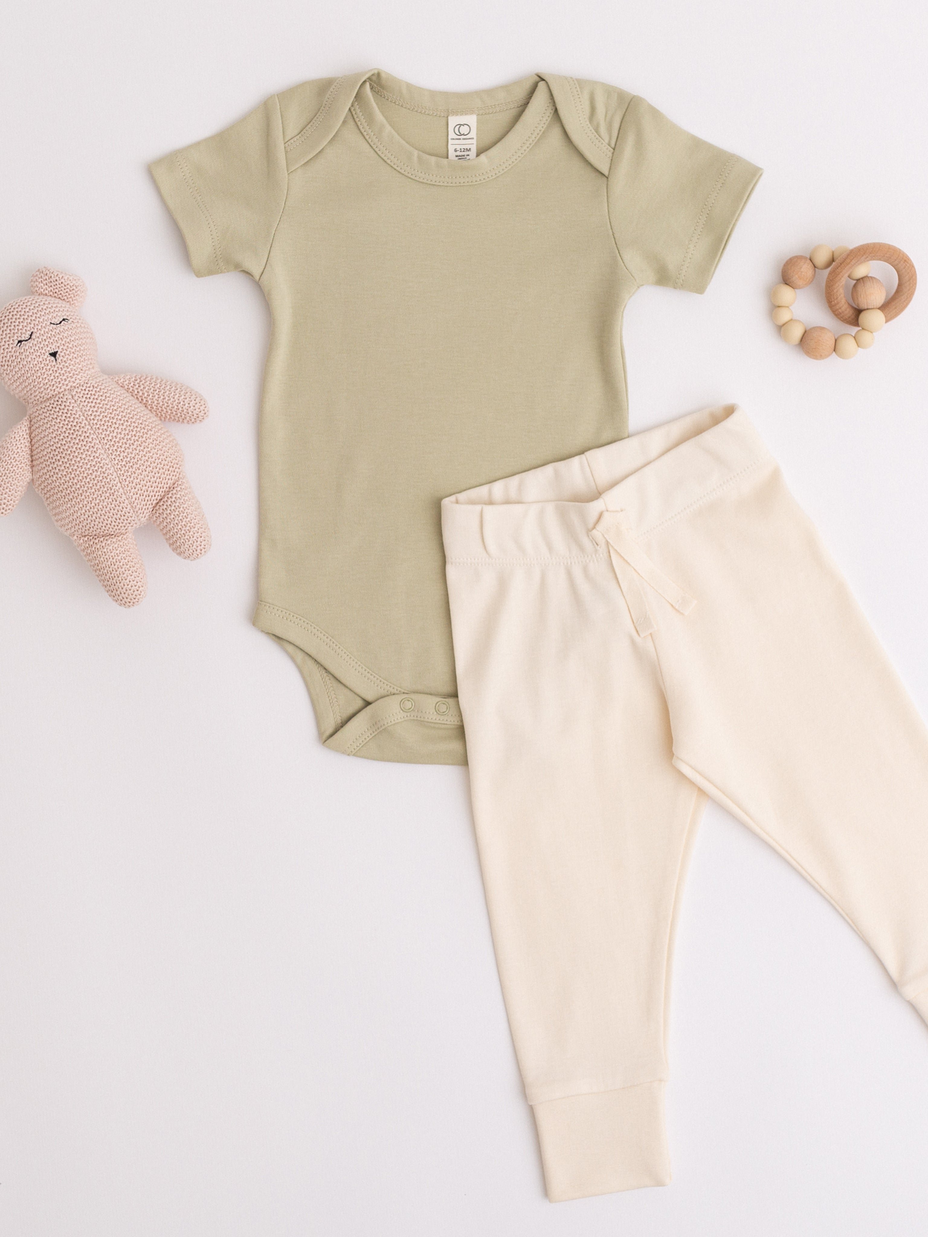 short sleeve bodysuit - sage "classic" - Colored Organics - 