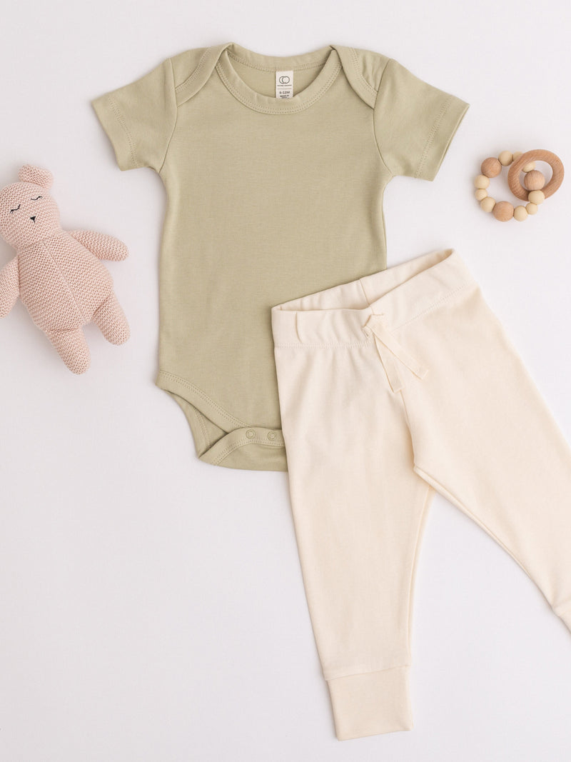 short sleeve bodysuit - sage "classic" - Colored Organics - 
