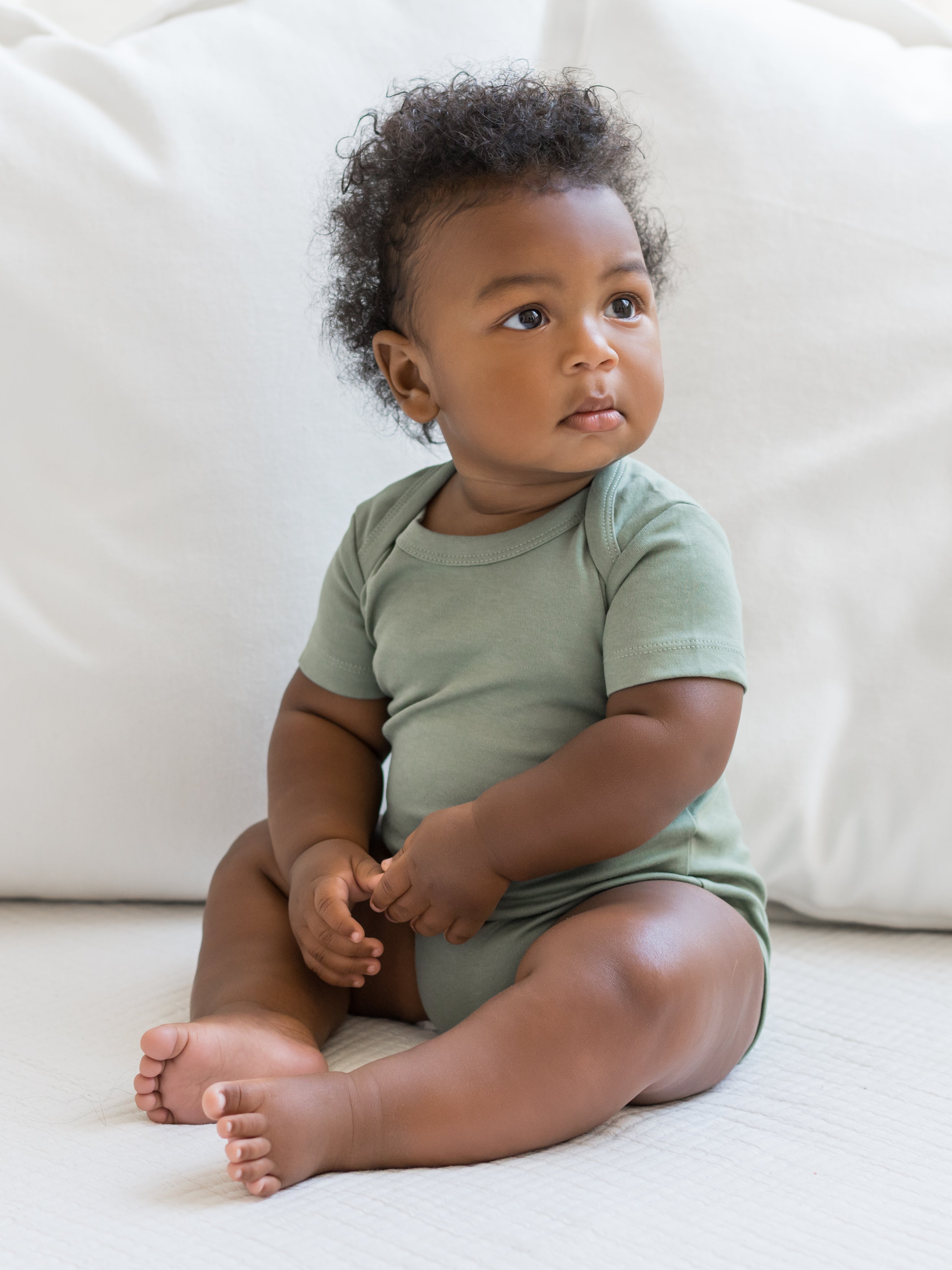 short sleeve bodysuit - thyme "classic" - Colored Organics - 