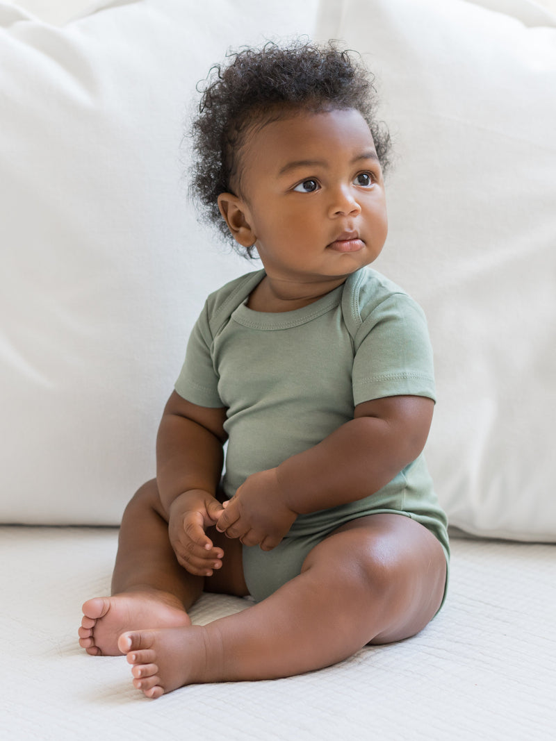 short sleeve bodysuit - thyme "classic" - Colored Organics - 