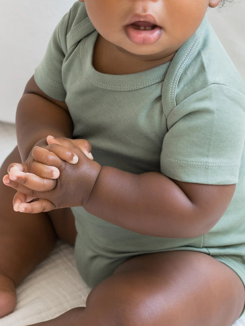 short sleeve bodysuit - thyme "classic" - Colored Organics - 