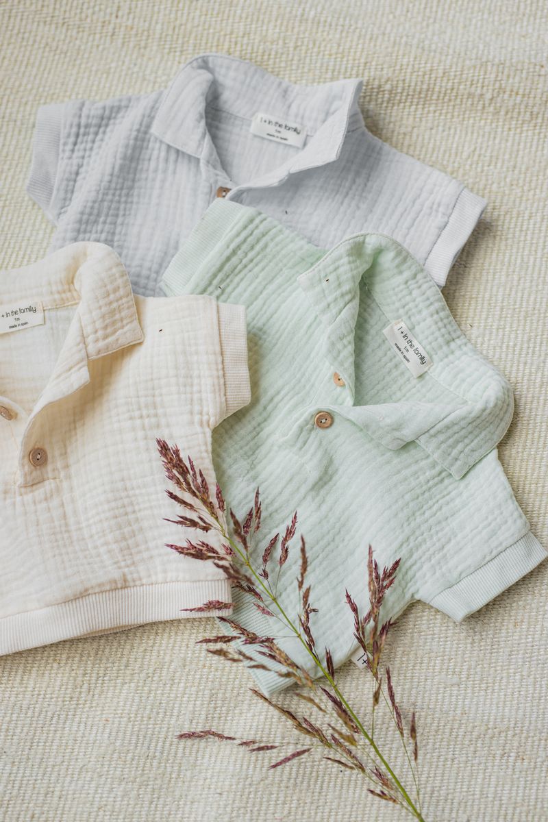 short sleeve gauze polo - ercu 'guido' - +1 in the family - 