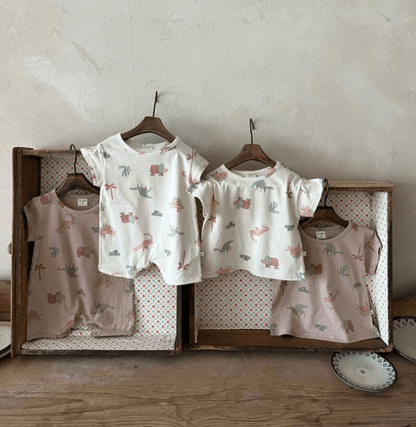 short sleeve romper - dinosaur pint - The Lala - Romper