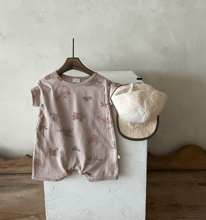 short sleeve romper - dinosaur pint - The Lala - Romper