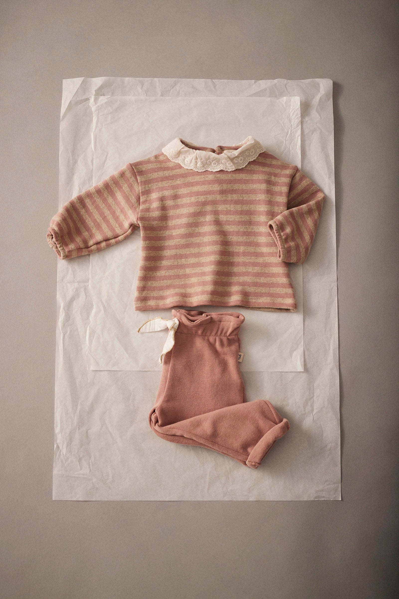silver pink stripe knit + lace collar sweater - 'samar' by cozmo - My Little Cozmo - 