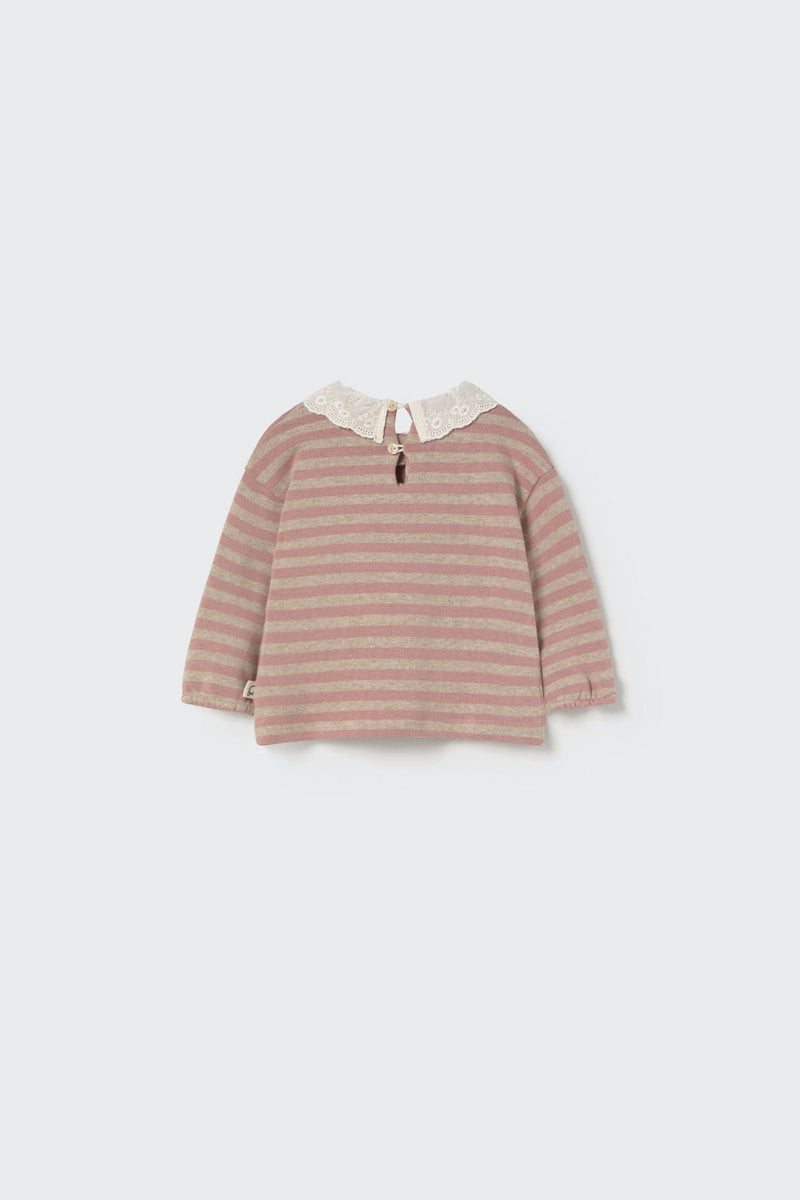 silver pink stripe knit + lace collar sweater - 'samar' by cozmo - My Little Cozmo - 