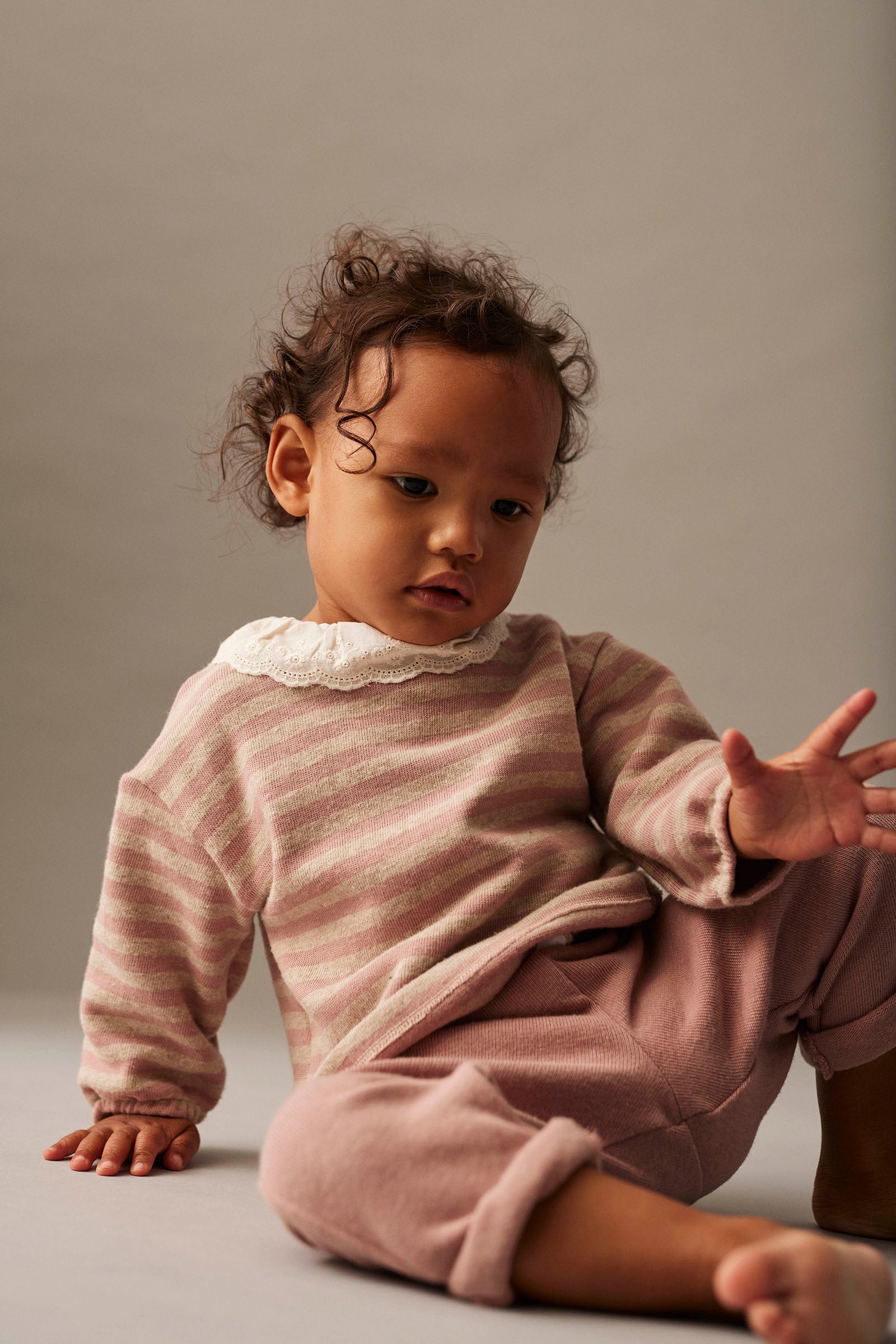silver pink stripe knit + lace collar sweater - 'samar' by cozmo - My Little Cozmo - 
