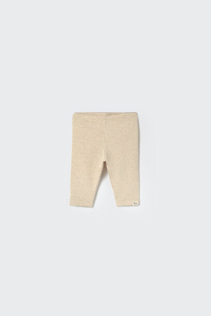 soft knit cotton ribbed baby leggings - stone - cozmo - My Little Cozmo - 