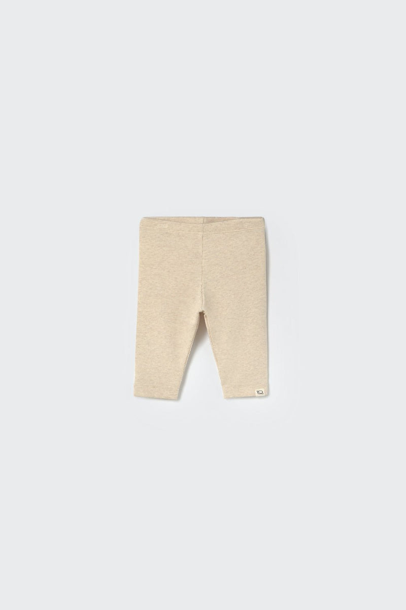 soft knit cotton ribbed baby leggings - stone - cozmo - My Little Cozmo - 