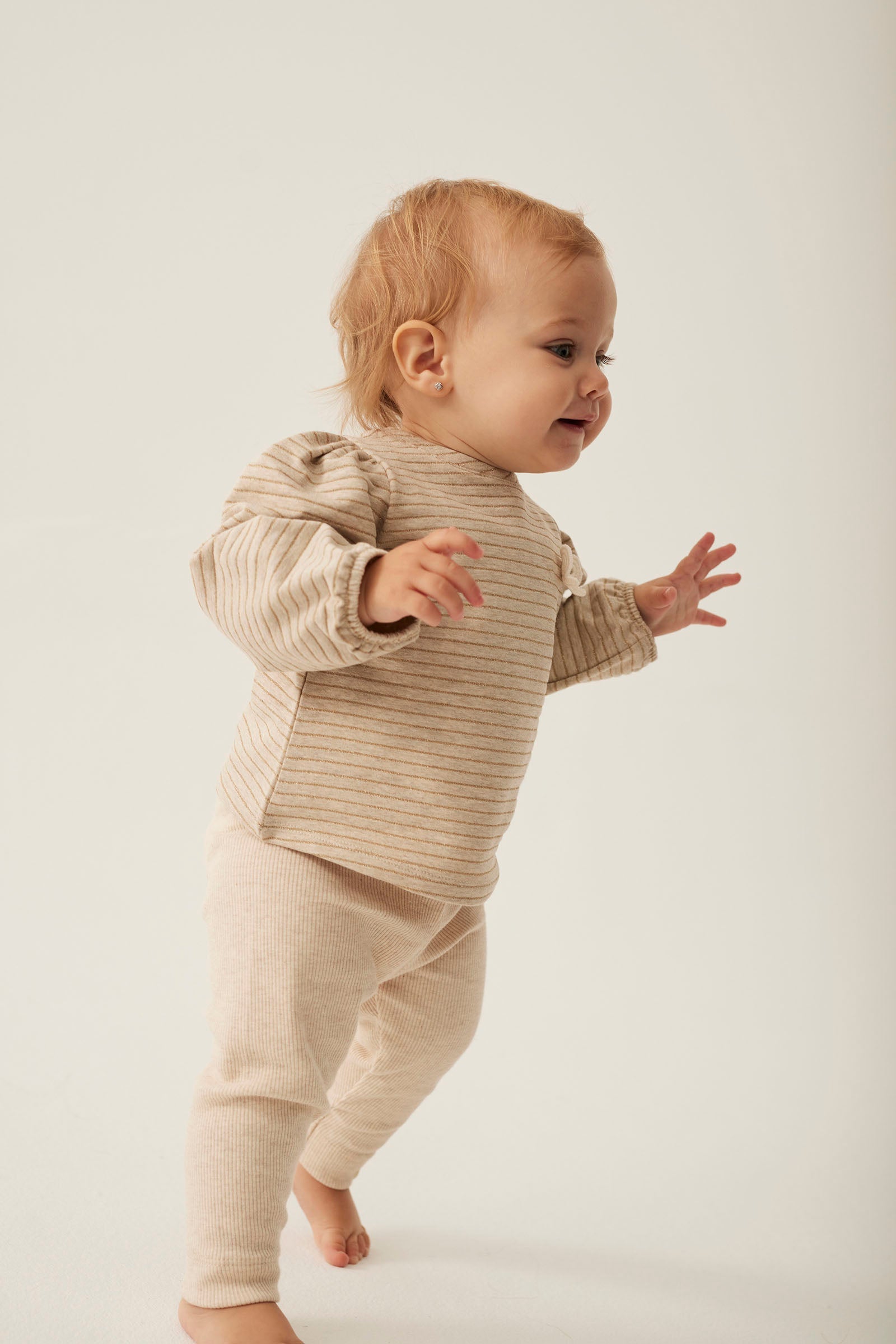 soft knit cotton ribbed baby leggings - stone - cozmo - My Little Cozmo - 