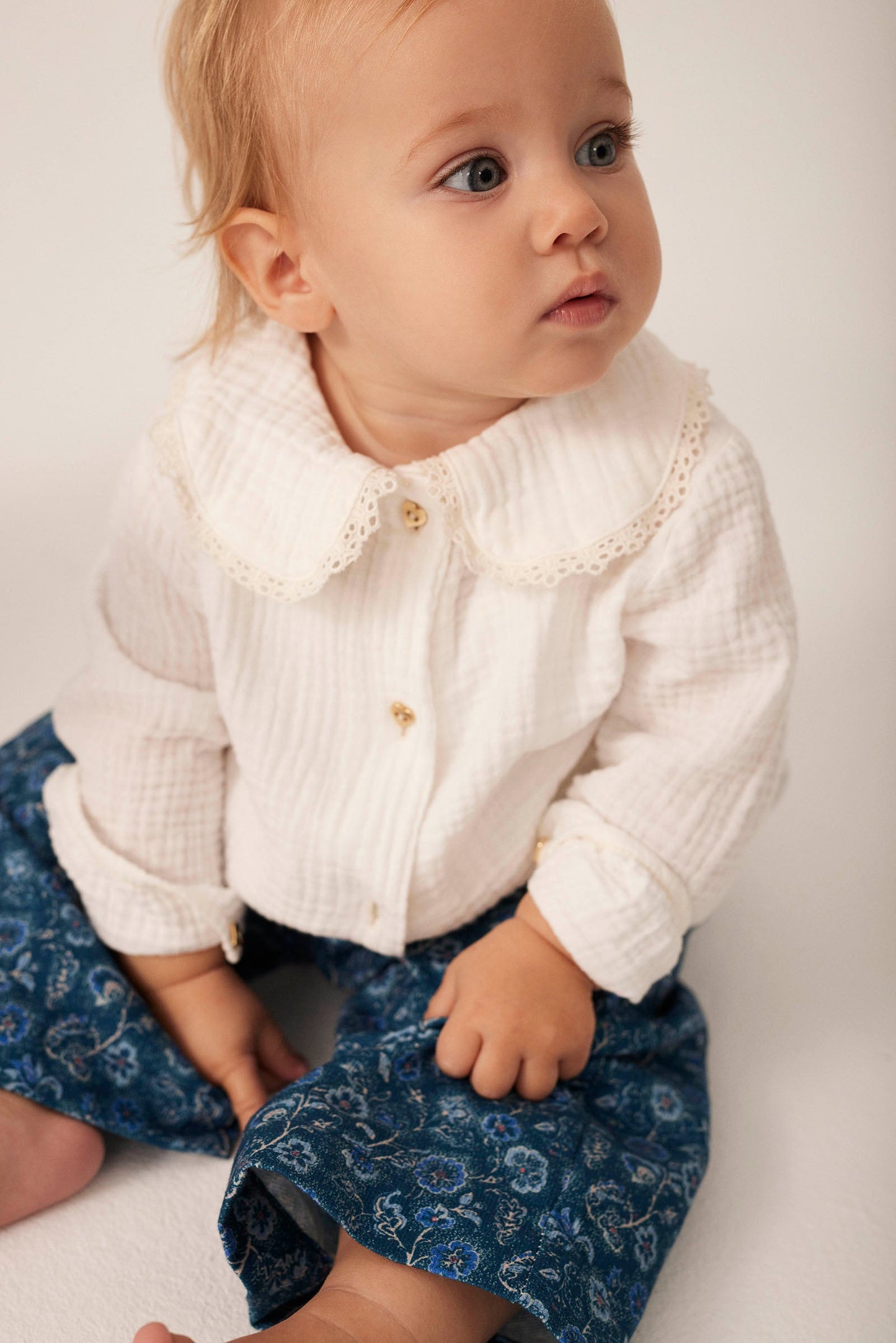 soft textured collared blouse - white 'praga' - cozmo - My Little Cozmo - 