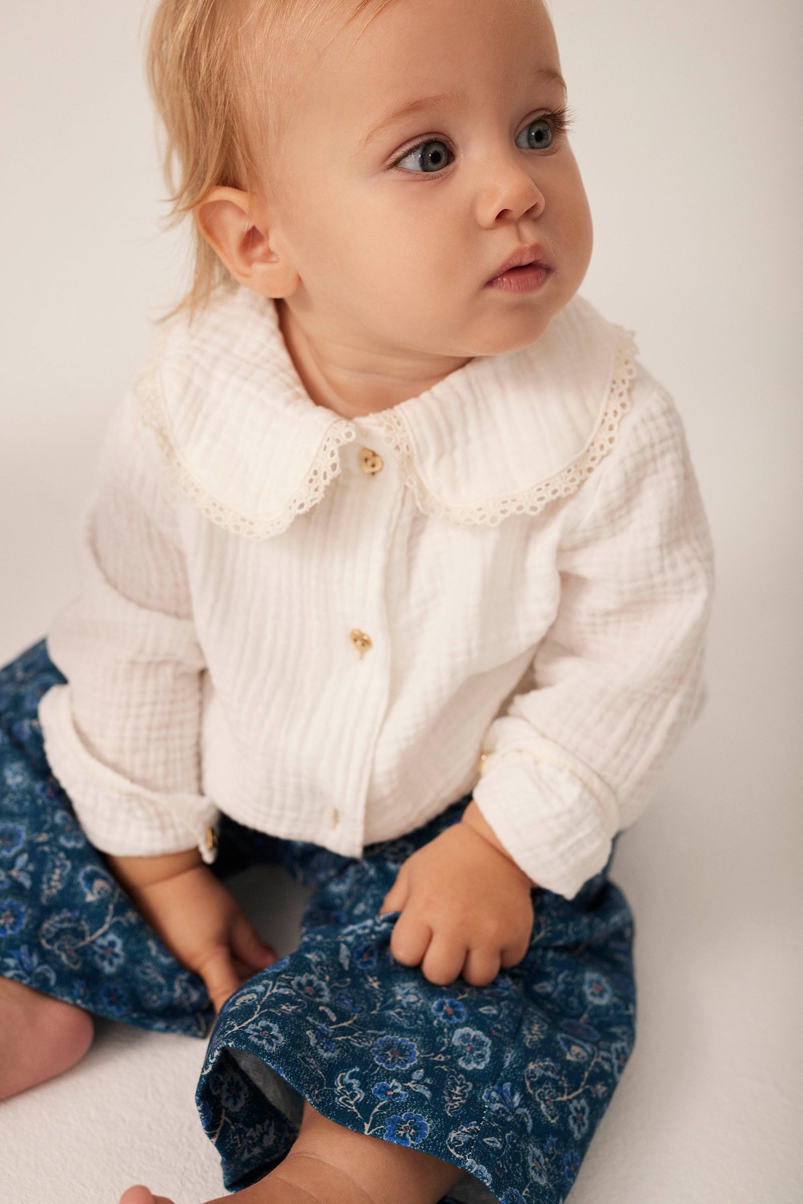 soft textured collared blouse - white 'praga' - cozmo - My Little Cozmo - 