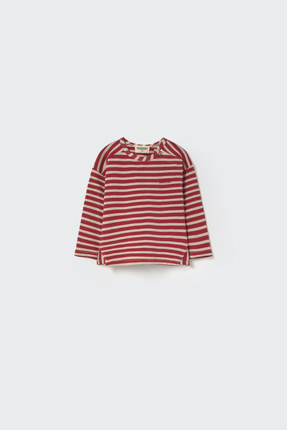 striped elastic fleece t-shirt - burgundy 'joel' - cozmo - My Little Cozmo - 