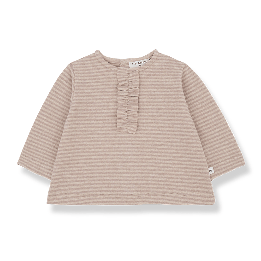 striped nude longsleeve girly t-shirt - 'ulla' by +1 in the family - +1 in the family - Top
