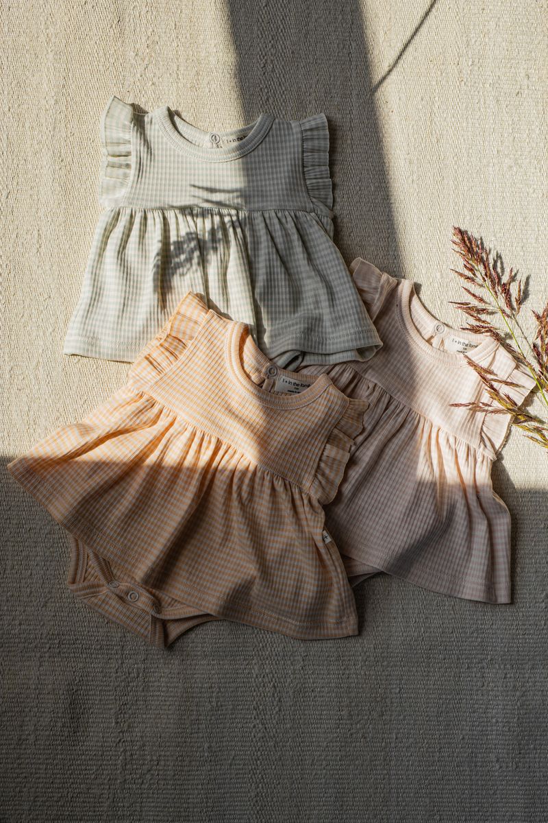 striped ruffle body dress - nude 'dolca' - +1 in the family - 