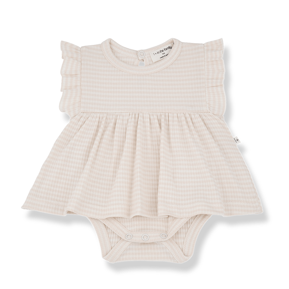 striped ruffle body dress - nude 'dolca' - +1 in the family - 