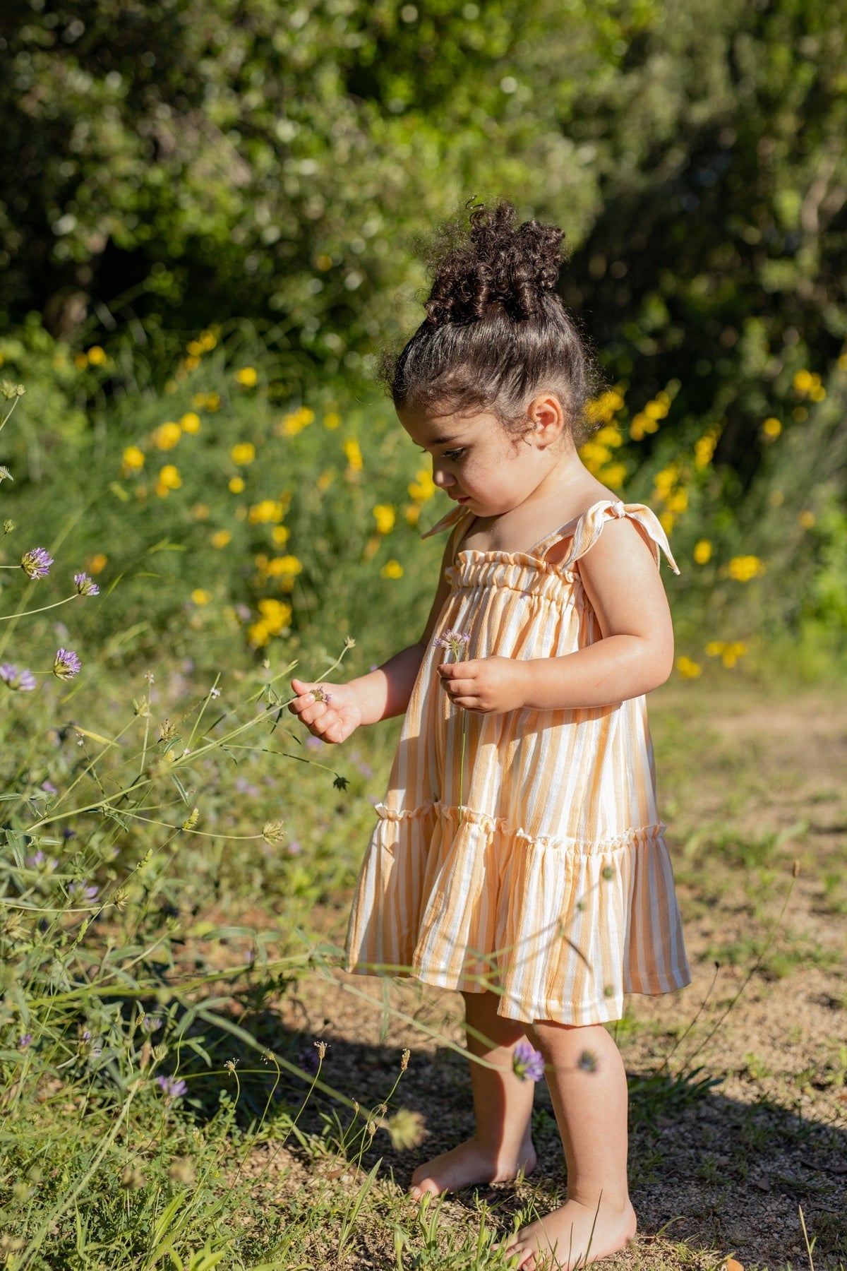 striped ruffle dress - coral 'araia' - +1 in the family - 